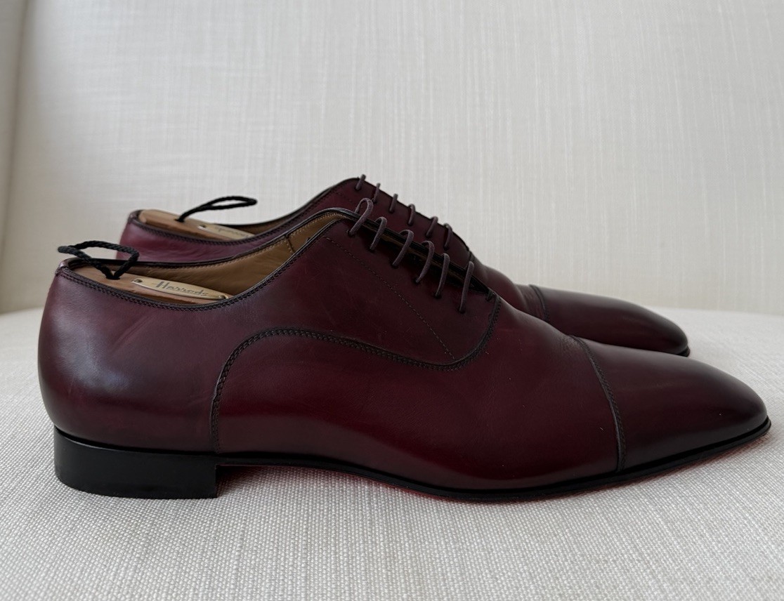 Christian Louboutin Men's Greggo Leather Shoes Oxblood Brown EUR