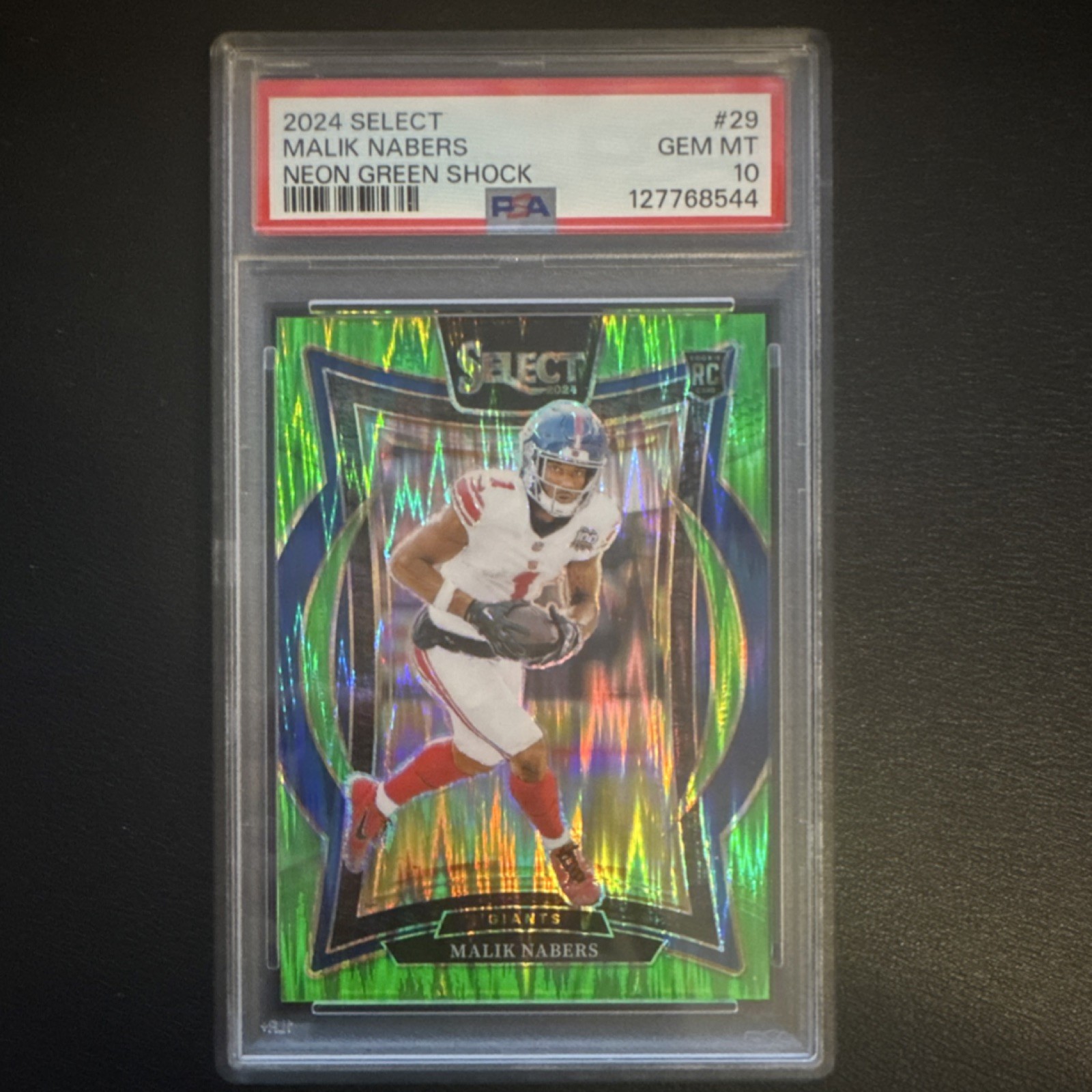 2024 Panini Select Concourse Malik Nabers #29 Neon Green Shock Prizm PSA 10 /599