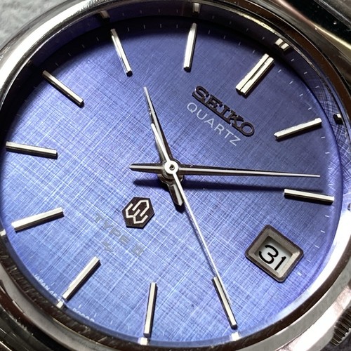 Vintage 1976 Seiko Quartz TYPE2 4622-8000 Blue Silk pattern / OH, Serviced - Picture 13 of 13