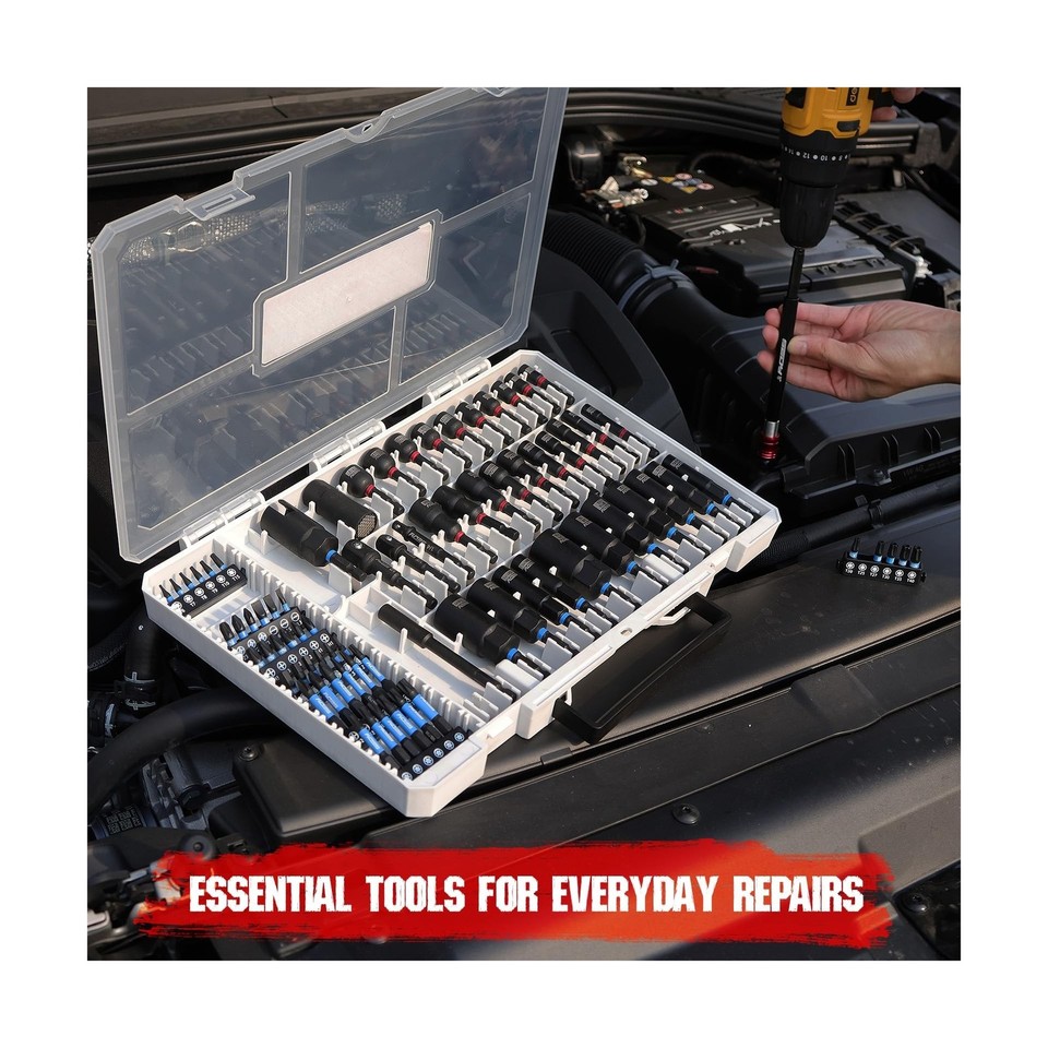 80-Piece Premium Magnetic Impact Nut Driver Set Metric & SAE with ...