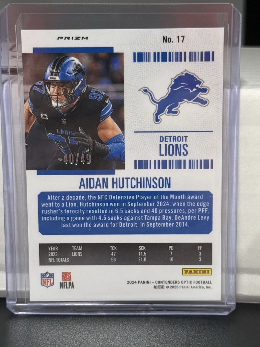 PANINI NFLカード CONTENDERS OPTIC PRIZM DAVID BLOUGH DETROIT LIONS 27/27 #196 送料無料 中古 IT2 Barry Sanders Detroit Lions 2020 Panini Select Zebra Prizm