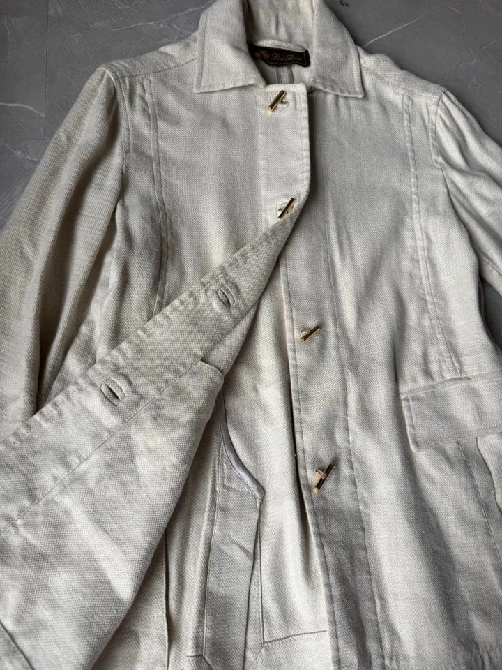 Chaqueta Loro Piana Talla 40 Marfil Mezcla Lino Elegante Primavera Verano Ropa Foto 3 de 4