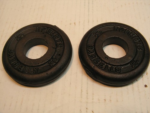 2 X Roberts Barbells - 1.25 lb of Standard Size Plate Weights - Vintage Iron