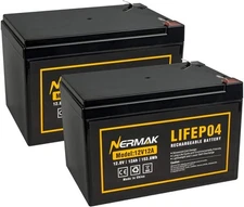 2 Pack 12V 12Ah LiFePO4 Deep Cycle Battery 2000 Cycles Lithium Iron Phosphate