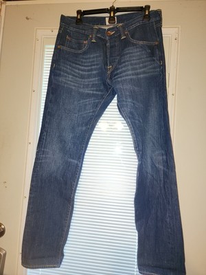 Edwin ED-55 Button Fly Tapered Jeans Mens Size 30x32 Blue Denim Relaxed Cotton 