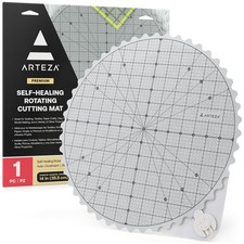 14 Inch Premium Self-Healing Rotating Cutting Mat, Scalloped Edge, 360 Rotat...