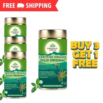 4x Tulsi Original Fresh New Tea Organic India 100gram-Free Shipping