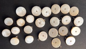 24 Vintage Mother Of Pearl And Abalone Metal Shank Buttons