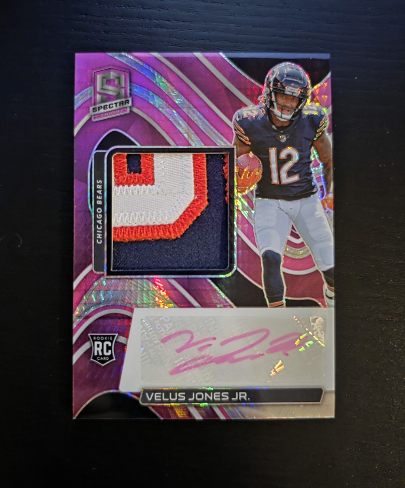 Velus Jones Jr. Panini Spectra #223 Rookie Patch Autograph
