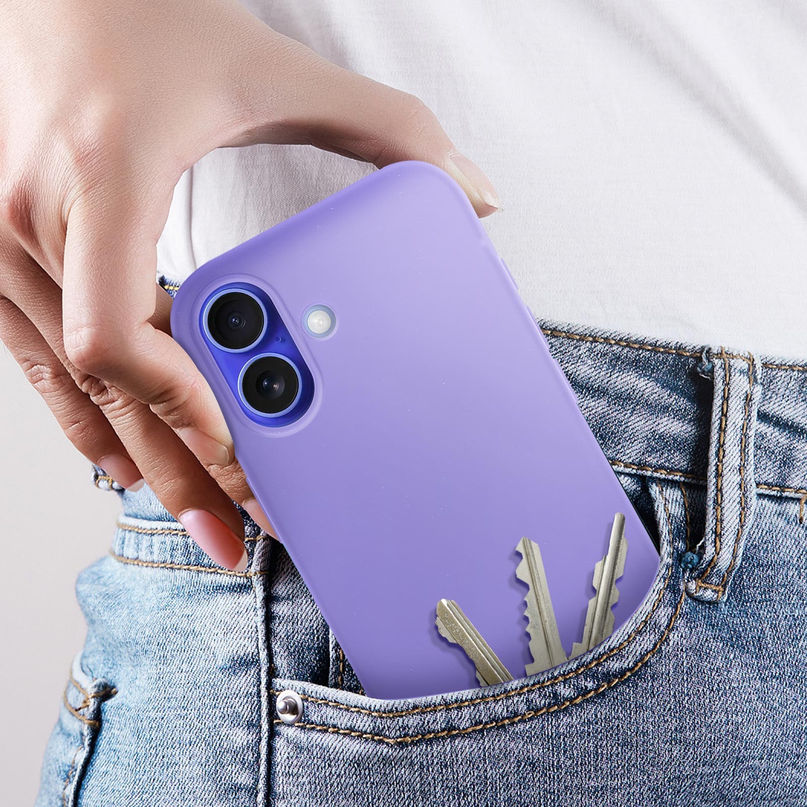 Protection iPhone 16 Plus violette Avizar housse silicone souple