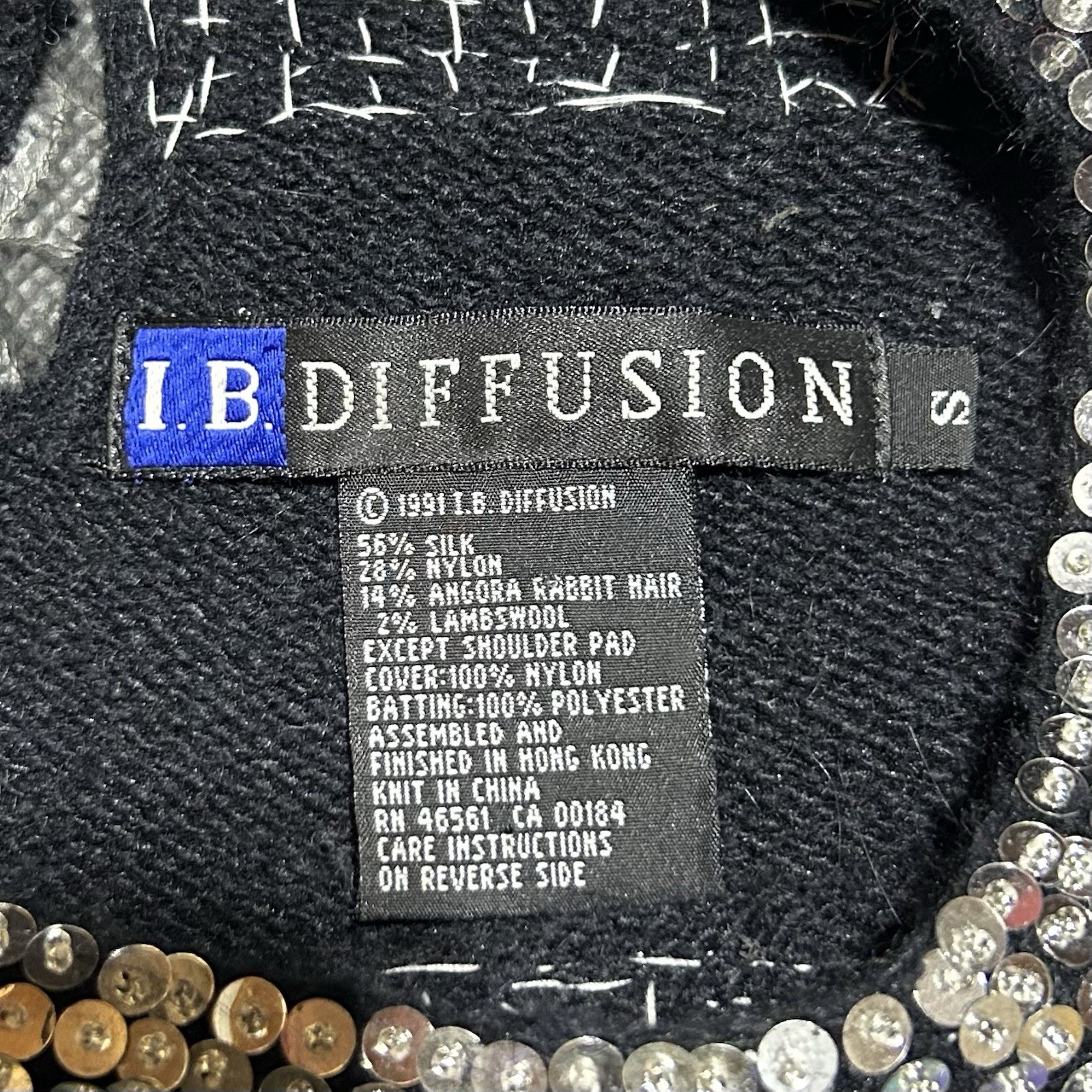 IB Diffusion Sweater Argyle Sequin Black Silk Lon… - image 2