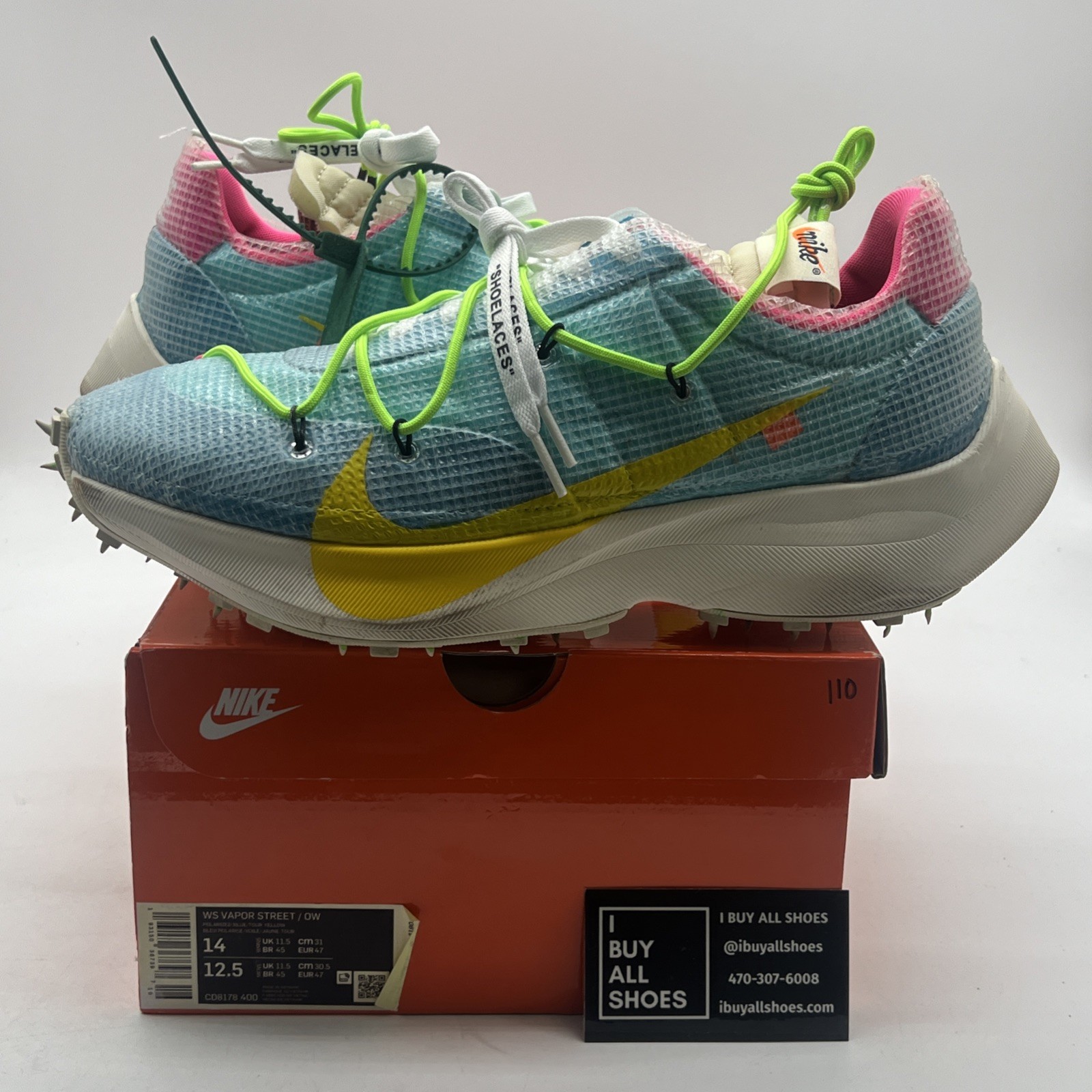 OFF WHITE X NIKE Taglia 14 Nike Off White x Vapor Street blu polarizzato con (CD8178 400)