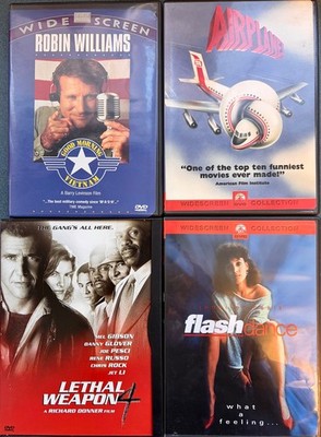 Four 80s Classics on DVD: Airplane, Flashdance, Lethal Weapon 4, + 1 More