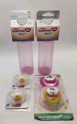 First Essentials Nuk Latex Baby Bottles And Pacifier Lot 4+ Month   New  