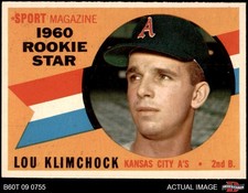 1960 Topps #137 Lou Klimchock RC Star Athletics RC 7 - NM