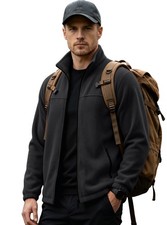 Men's Sherpa Fleece Zip-Up Jacket Stand Collar Winter Warm Coat