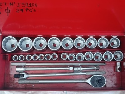 PROTO J57104A 1'' DRIVE SOCKET SET 29 Pc SAE 12 Pt 1-1/16'' 3-1/2'' RANGE USA MADE