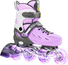 Adjustable Inline Skates for Boys Girls Ages 4-12 with Light up Wheels, Roller S