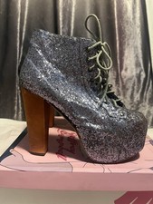 Jeffrey Campbell Size 6 Silver Glitter “Lita” Platform Ankle Boots