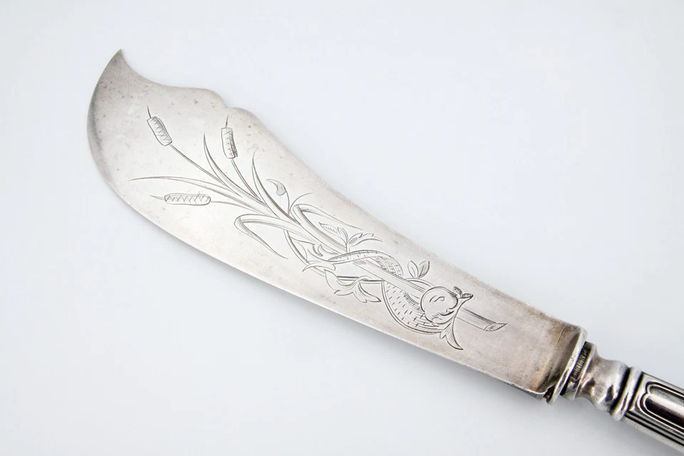 Coltello torta matrimonio grande Christofle incisione corona lama incisa lunghezza 28 cm - Immagine 2 di 4