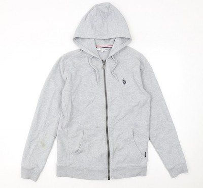U.S. Polo Assn. Grauer Hoodie Herren mit durchgehendem Reißverschluss Größe S
