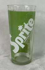 Vintage Sprite 6.5" Collector Drinking Glass Tumbler Cup HEAVY Soda Pop Green