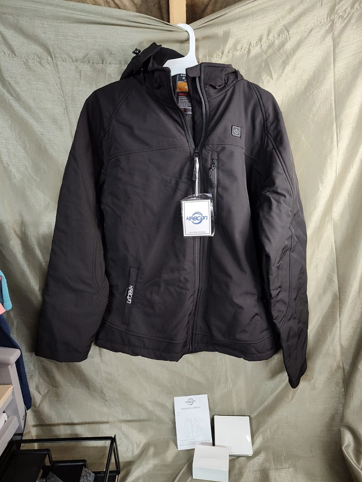 KABCON Men's M Soft Shell Heated Jacket Detachable Hood Battery Charger Included
