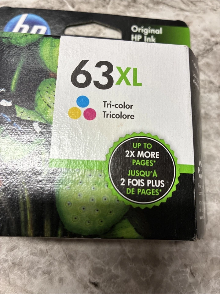 HP 63XL High Yield Tri-color Ink Cartridge (F6U63AN) Expires 04/2021 - Image 2 of 4