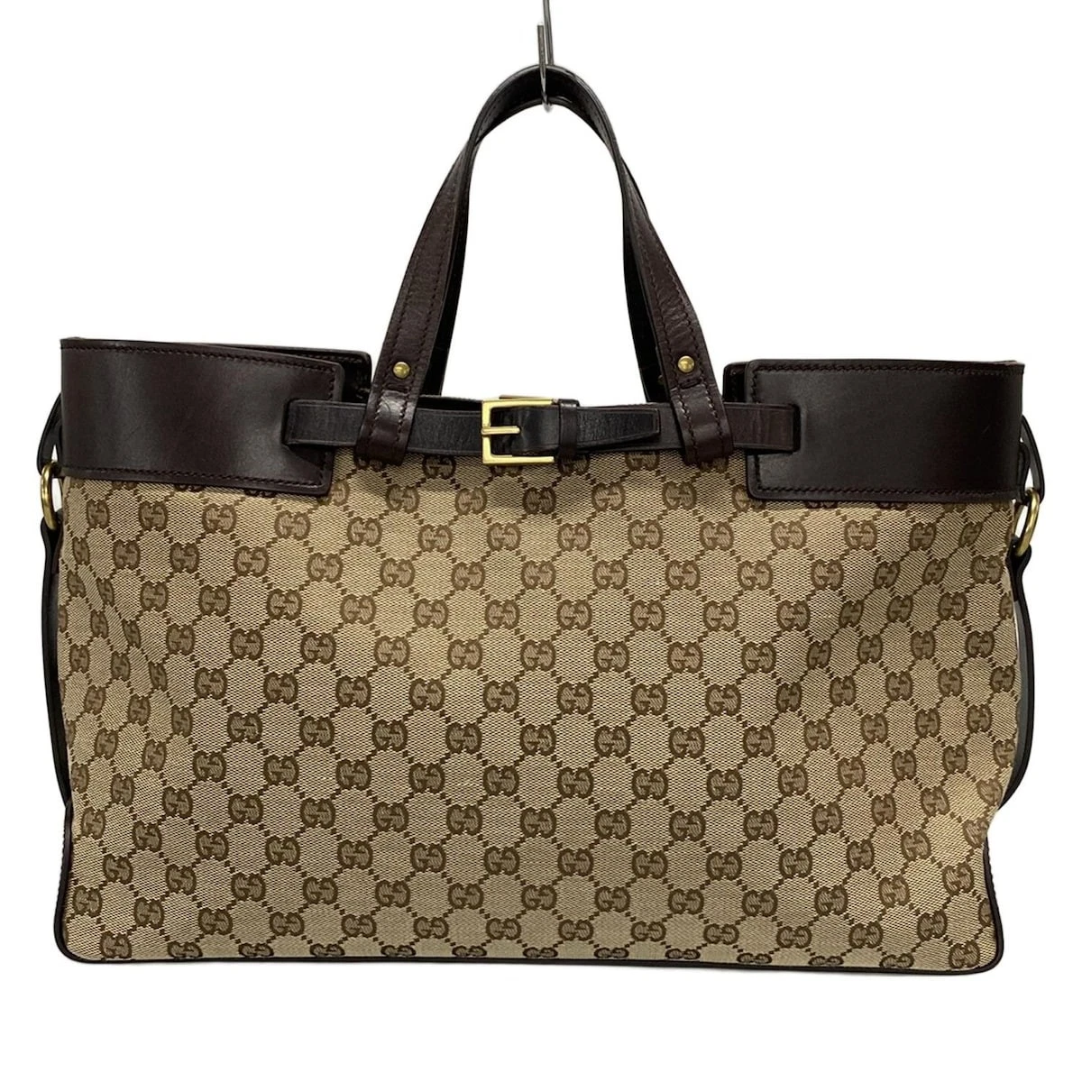 Authentique sac fourre tout en cuir jacquard beige marron foncé GUCCI GG 106251