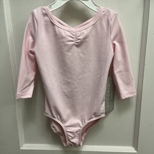 Classic Danskin Now Girls Pink V-Neck Elbow-Length Leotard XXS 2-3 NWT