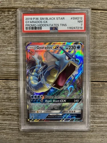 Graded PSA 7 2019 P.M. SM Black Star Gyarados GX Promo-Hidden Fates Tins #SM212