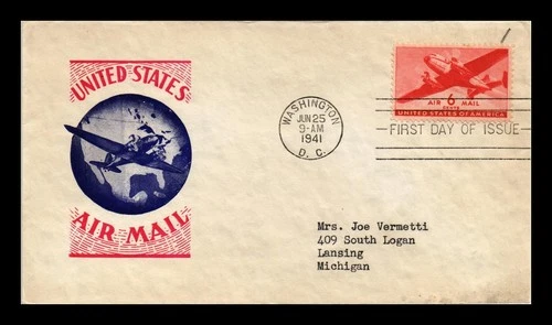 US COVER AIR MAIL 6C FIRST DAY ISSUE SCOTT C25 IOOR CACHET