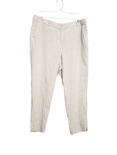 Talbots Womens Size 14 Slim Ankle Pants 100 Linen Beige Neutral Cropped Classic