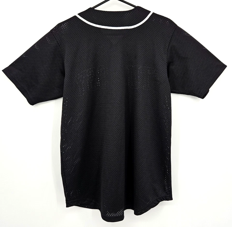 Camiseta de béisbol Stussy International Stitch Spell Out de malla negra amarilla para hombre S Foto 2 de 4