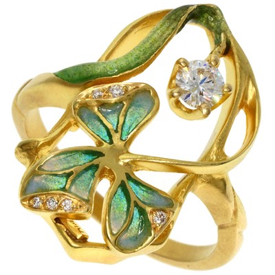 MASRIERA  Enamel Diamond Ring K18 Yellow Gold  Ladies [Used]