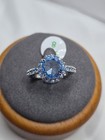 Bomb Party Ring Size 8 Blue Stone On Rhodium Plating Tag/No Original Bag 