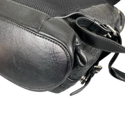 Gucci GG Jumbo Black Embossed Leather Backpack Daypack Drawstring