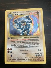 Wotc Machamp 8/102 Base Set 1st Edition Shadowless Holo Rare, MP