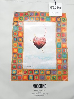 Moschino Couture Nappa Leather Bag Shopper Heart of Wool Print New JL25145