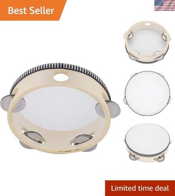 Hand Held Drum 6 inch Bell Birch Metal Jingles Percussion Gift Musical Educat...