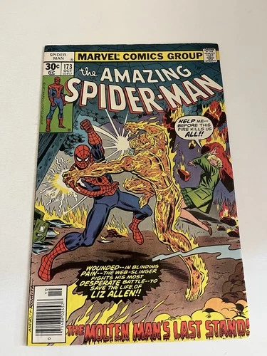 THE AMAZING SPIDER-MAN #173 Marvel 1977 Molten Man App. VG+ 4.5