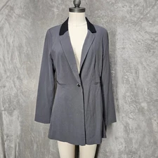 Venus Womens Sz 10 Gray Blazer Jacket Pleated High Low Victorian Steampunk Tail