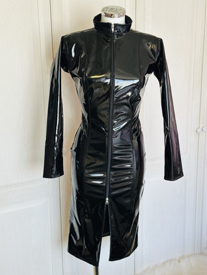 Misfitz schwarz PVC Bleistiftlanges Kleid, Zwei-Wege-Reißverschluss.  Größe 20 CD Goth Fetish Club