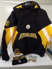 NFL Pittsburgh Steelers Starter 1/2 Zip Hooded Jacket Size XL w/ Gifts