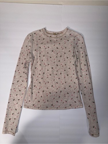 SKIMS Cream Long-Sleeve Floral Crew Top