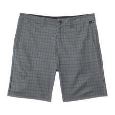 Volcom Mix Frickin Cross Shred Shorts Boys 16 Asphalt Black Plaid Stretch NLW205