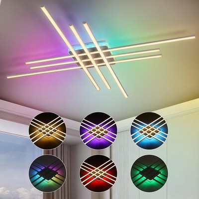 Line LED Deckenleuchte 120cm, RGB Deckenlampe Dimmbar Fernbedienung Wohnzimmer