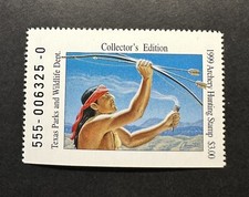 WTDstamps - 1999 TEXAS - Lot4 - State Big Game Archery Hunting Stamp - MNH
