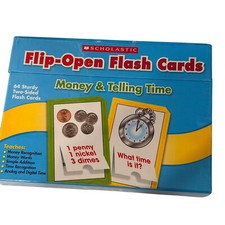 Scholastic SEALED NEW Flip-Open Flash Cards Money  Telling Time 64 Sturdy Cards