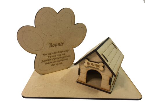 Personalised Paw Print & Kennel Plaque Pet Loss Gift for Dogs Memorial In Memory - Picture 1 of 10